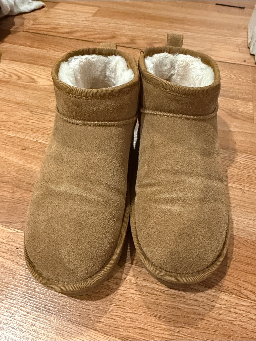Women's Faux-Suede Ankle Booties in Chestnut with Plush Lining